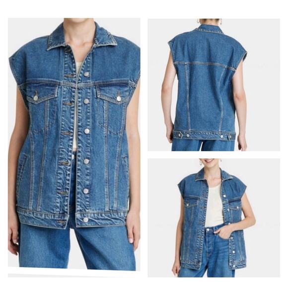 Universal Thread Denim Vest Jacket Button Collar XS Blue Streetwear Boho Hippie - Picture 4 of 7